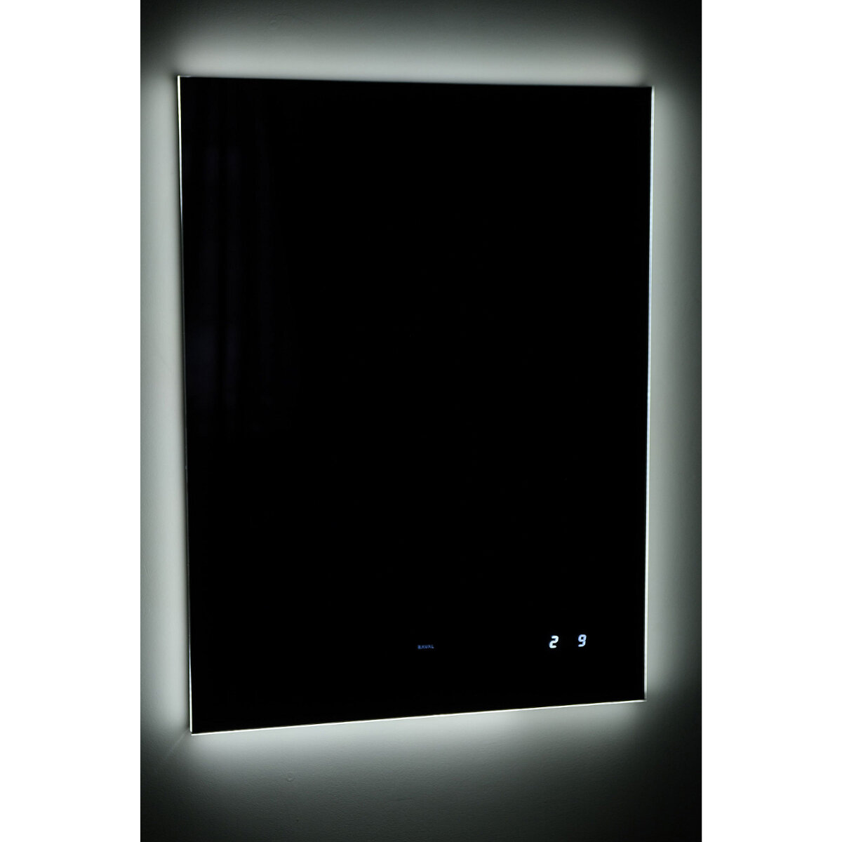 Изображение товара Зеркало Jorno Квардро Kvdr.02.60/W/RL, 60 x 80 см, с LED-подсветкой, инфракрасный выключатель, часы, цвет белый