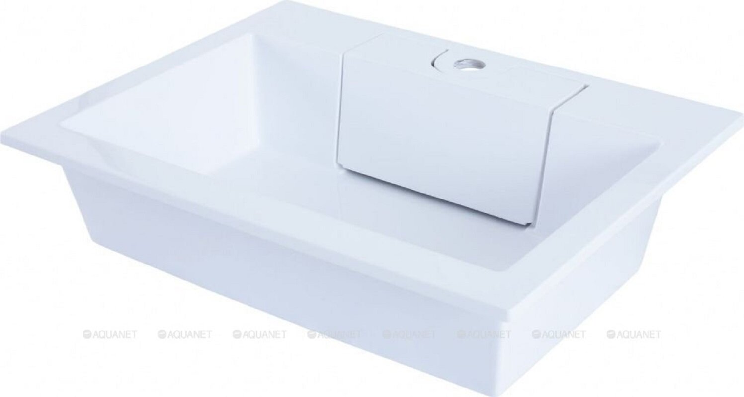 Изображение товара Раковина-столешница Aquanet Фортуна 60 угловая установка белая искусственный камень