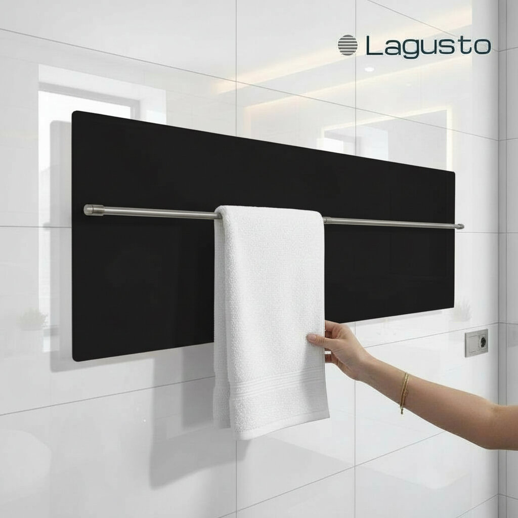 Изображение товара Полотенцесушитель электрический Lagusto Eco PG1-3701200-B-SN01-1152, акриловый камень, ширина 120 см, высота 40 см, цвет черный