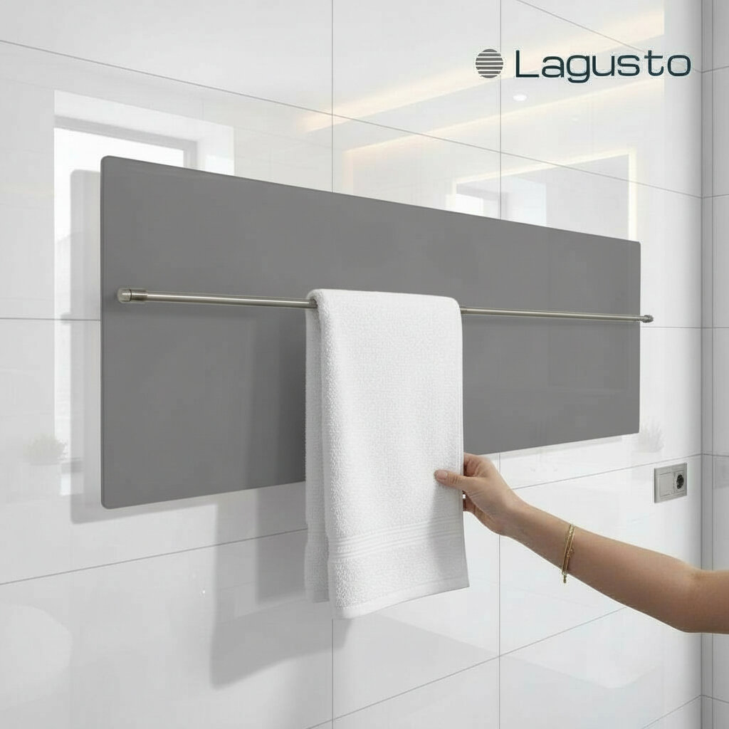 Изображение товара Полотенцесушитель электрический Lagusto Eco PG1-3701200-G-SN01-1152, акриловый камень, ширина 120 см, высота 40 см, цвет серый
