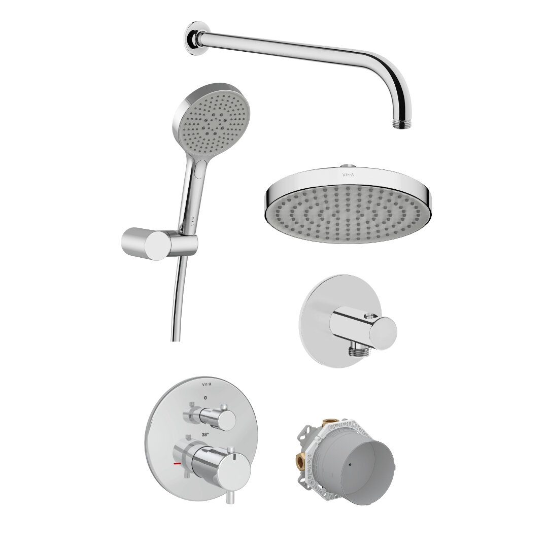 Изображение товара Душевая система VitrA AquaHeat A49333EXP, термостатическая, с внутренней частью, цвет хром Изображение товара Душевая система VitrA AquaHeat A49333EXP, термостатическая, с внутренней частью, цвет хром