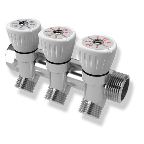 Изображение товара Коллектор Royal Thermo RTO 62.003 с регулировочными вентилями 3 выхода для отопления и водоснабжени