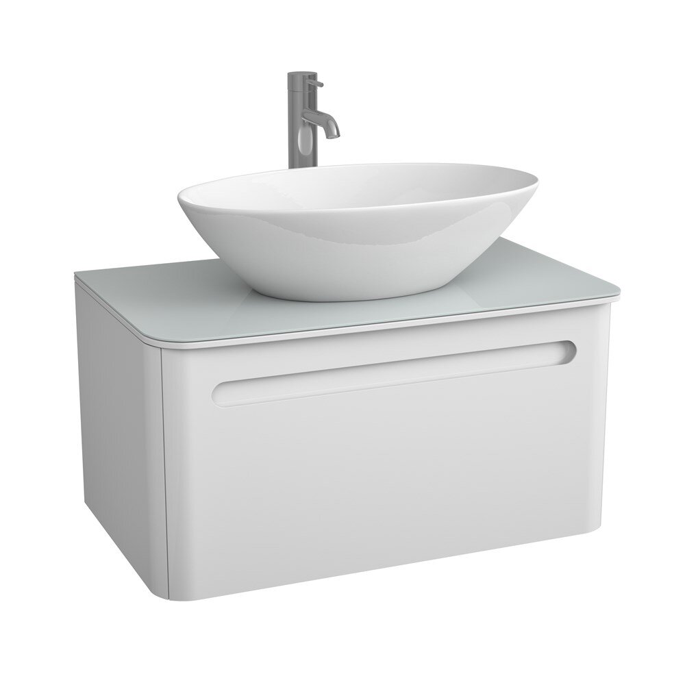 Изображение товара Тумба Owl Als 80 см подвесная с одной ящиком белый глянец