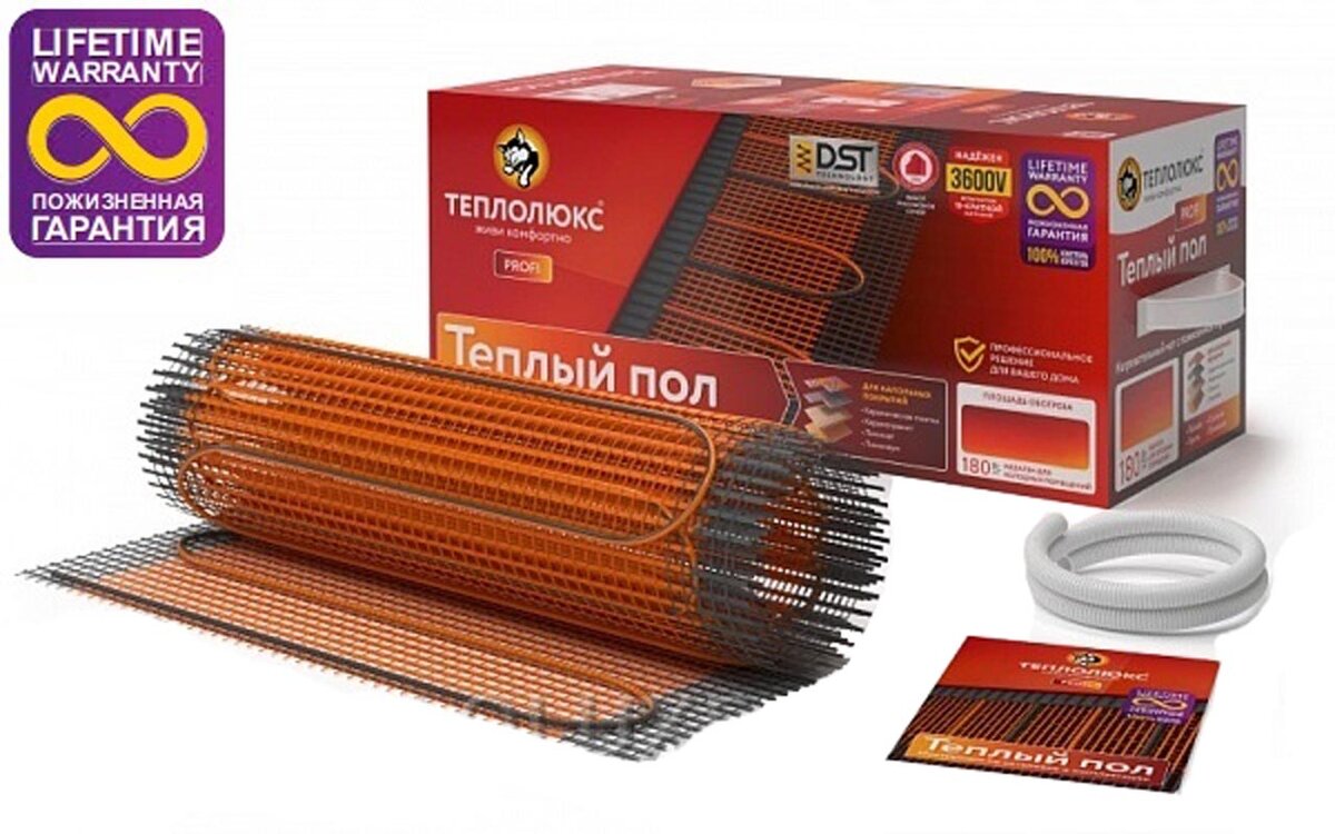 Изображение товара Теплый пол Теплолюкс ProfiMat 630-3,5: площадь обогрева 3.5 кв.м., мощность 630 Вт (2206132)