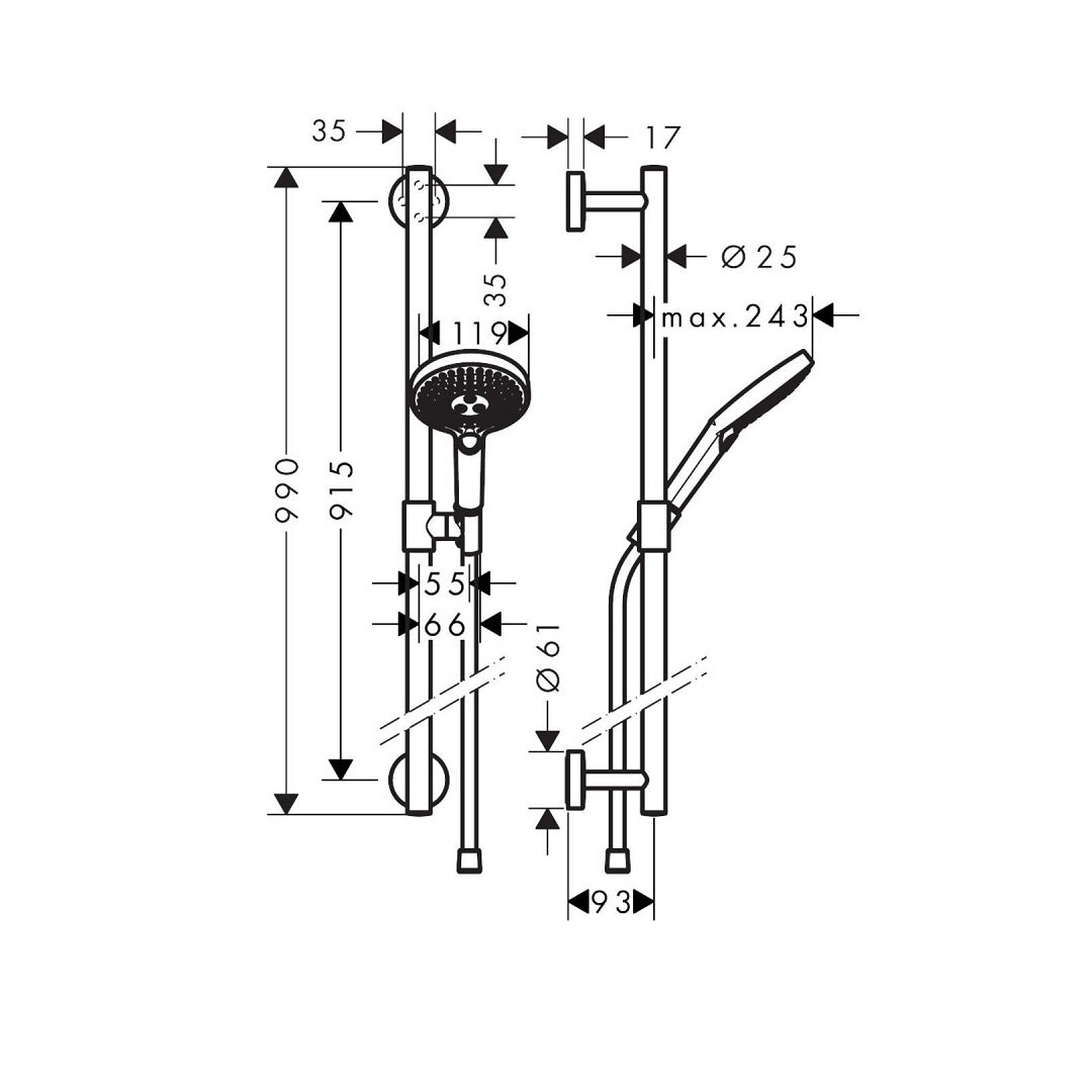 Изображение товара Душевой гарнитур Hansgrohe Raindance Select S, 26322000, 3 режима струи, хром Изображение товара Душевой гарнитур Hansgrohe Raindance Select S, 26322000, 3 режима струи, хром