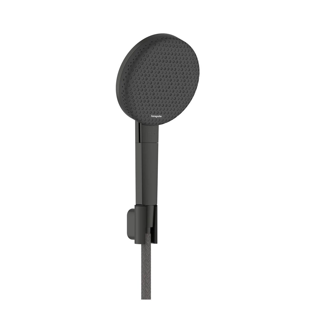 Изображение товара Душевой гарнитур Hansgrohe Raindance Alive 24611340, 3 режима, шланг 160 см, шлифованный черный хром Изображение товара Душевой гарнитур Hansgrohe Raindance Alive 24611340, 3 режима, шланг 160 см, шлифованный черный хром