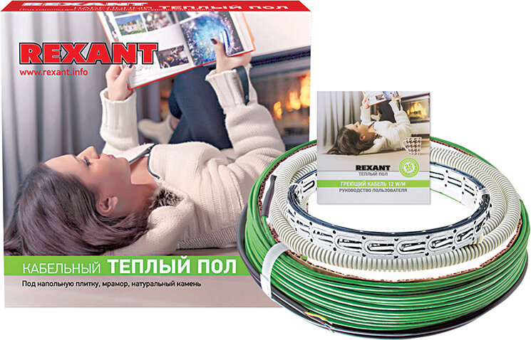 Изображение товара Комплект кабельных теплых полов Rexant RNB-95-1000 8,5 кв.м 1000 Вт