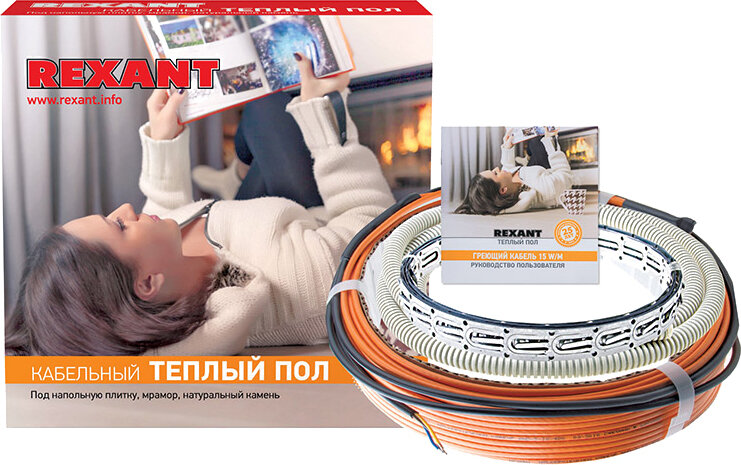 Изображение товара Теплый пол Rexant RND-140-2100: площадь обогрева 17,5 кв.м, мощность 2100 Вт, длина 140 м.