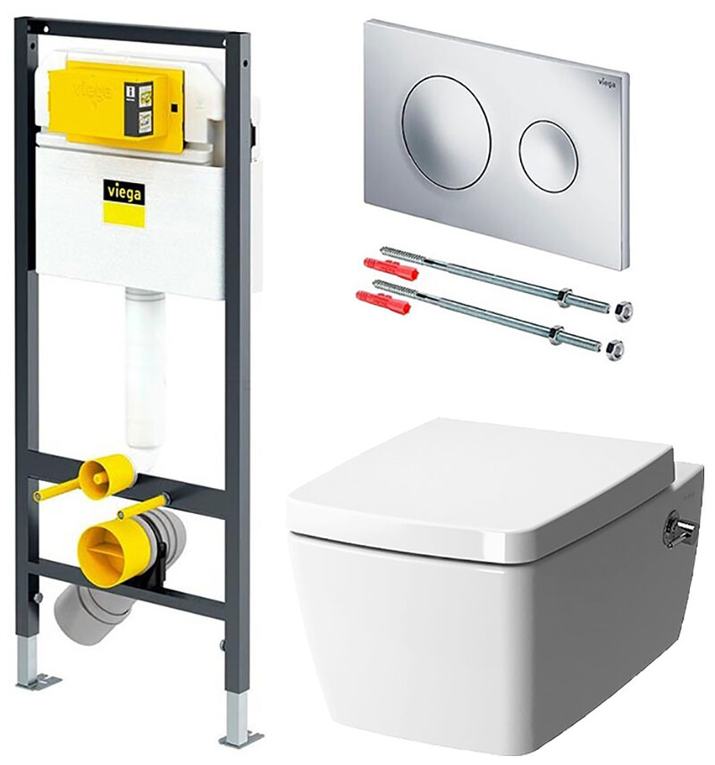 Изображение товара Инсталляция для унитаза Viega с безободковым Vitra Metropole 7672B003-1687 и функцией биде