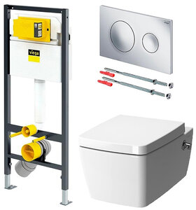 Изображение товара Инсталляция для унитаза Viega с безободковым Vitra Metropole 7672B003-1687 и функцией биде