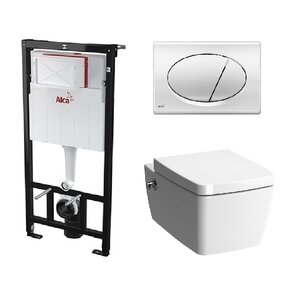 Изображение товара Инсталляция Alcaplast с безободковым унитазом VitrA Metropole 7672B003-1687 с функцией биде и сиденьем микролифт, комплект Santehnica.ru