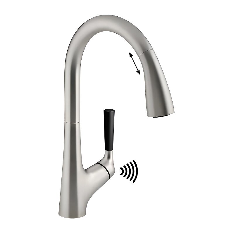 Изображение товара Смеситель Jacob Delafon Malleco E77748-VS, для кухонной мойки, сенсорный, с выдвижным изливом, матовый хром