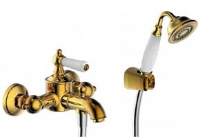Изображение товара Смеситель для ванны Bravat Art F675109G-B с ручным душем и золотым покрытием