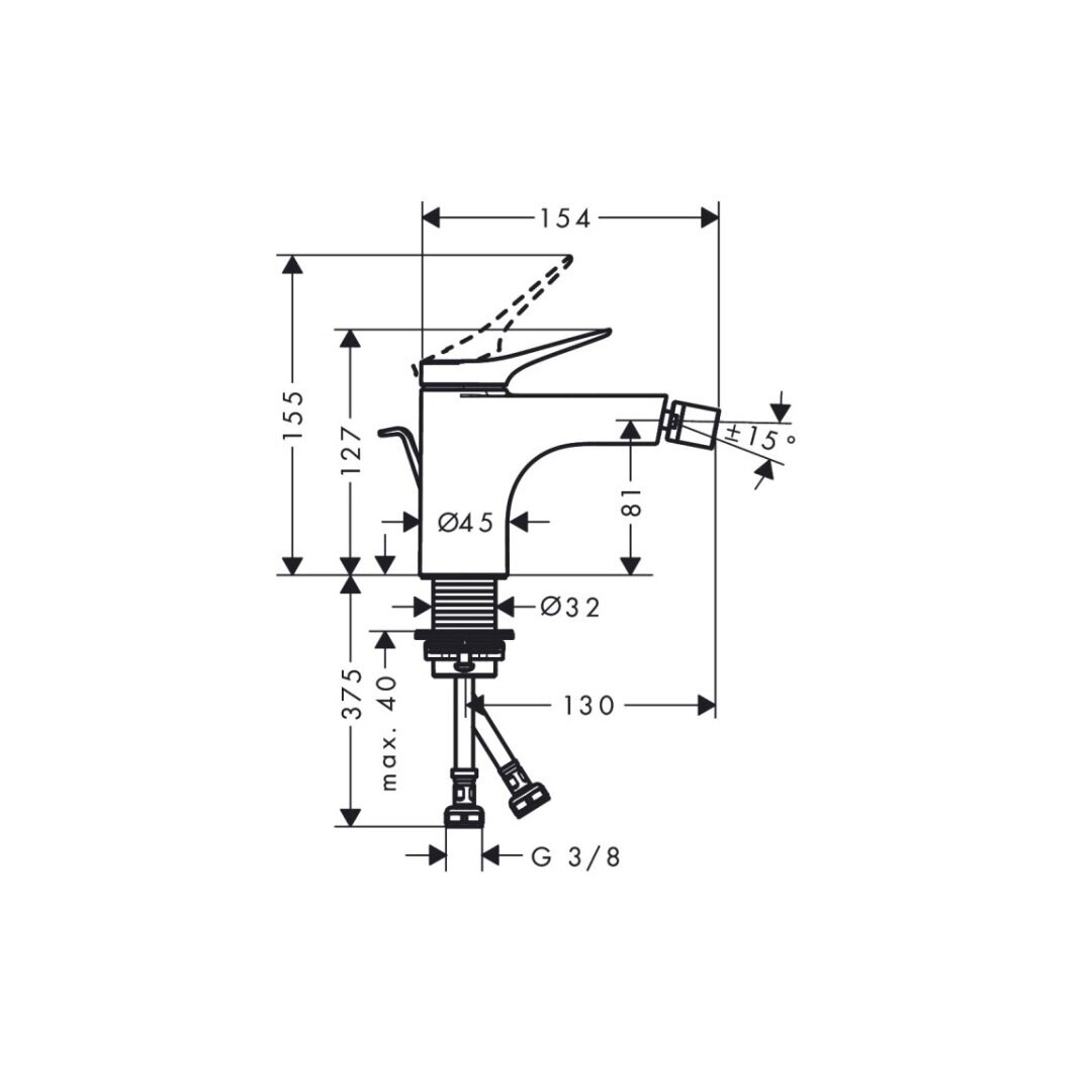 Изображение товара Смеситель для биде Hansgrohe Vivenis, 75200340, с донным клапаном, хром чёрный шлифованный Изображение товара Смеситель для биде Hansgrohe Vivenis, 75200340, с донным клапаном, хром чёрный шлифованный