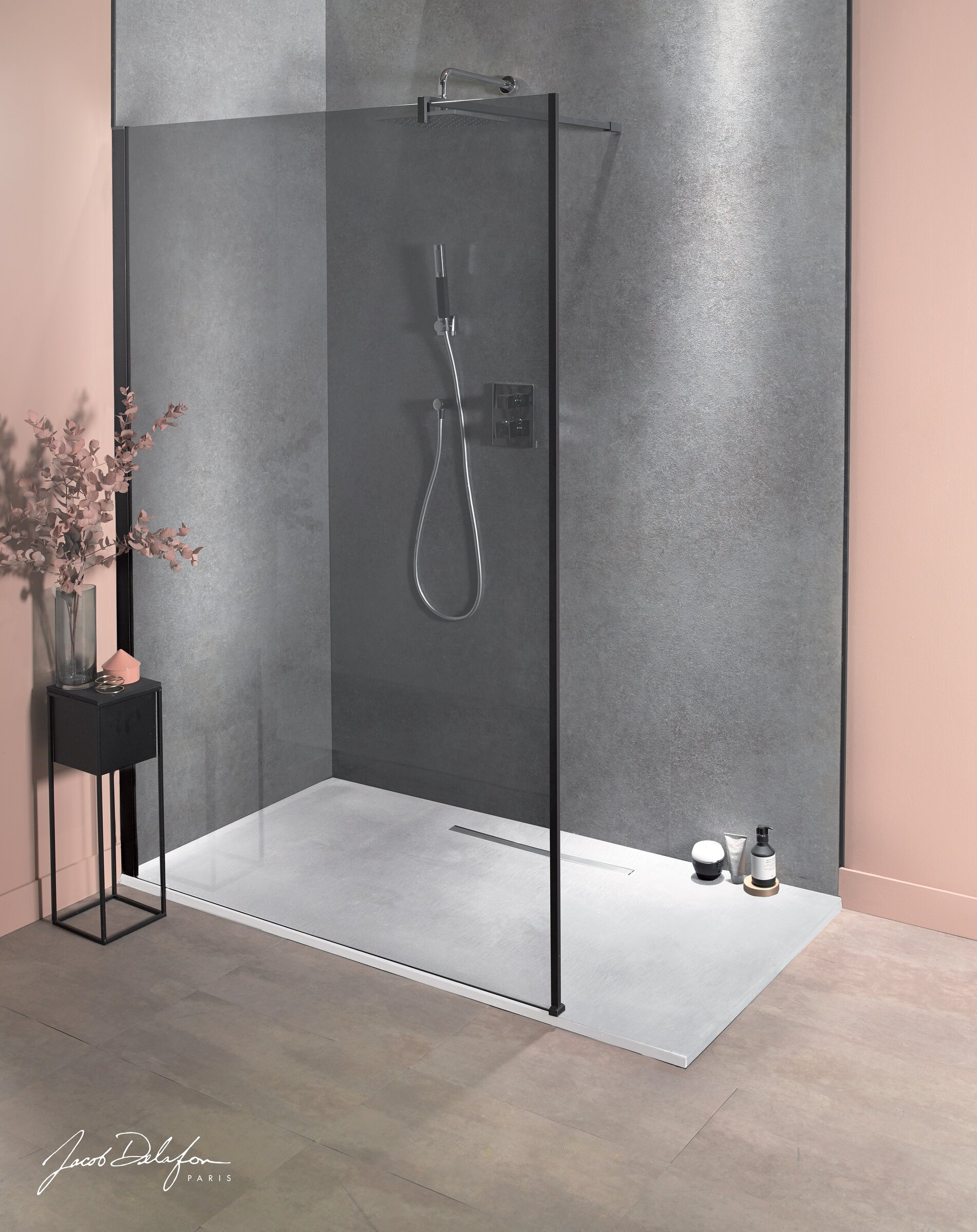 Изображение товара Душевой уголок Jacob Delafon Contra Walk In 90 см черный профиль стекло 8 мм