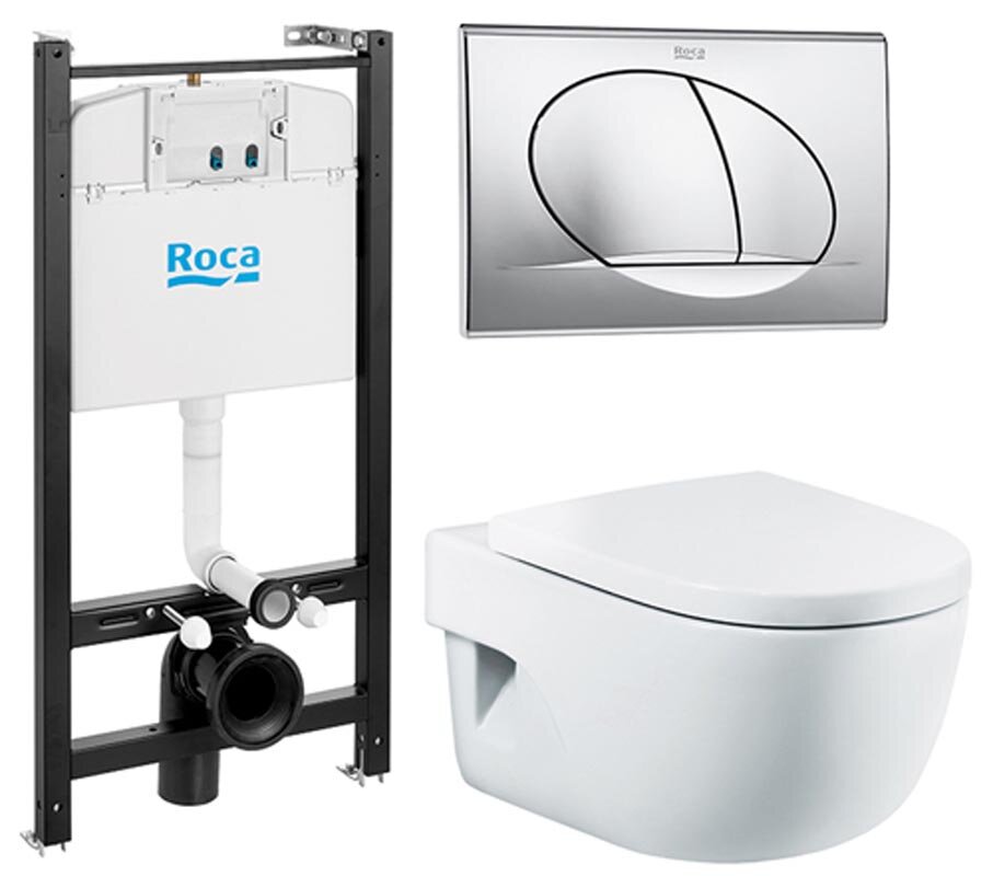 Изображение товара Инсталляция Roca Active с унитазом Roca Meridian Compact и крышкой с микролифтом, комплект (7.8931.0.411.0)