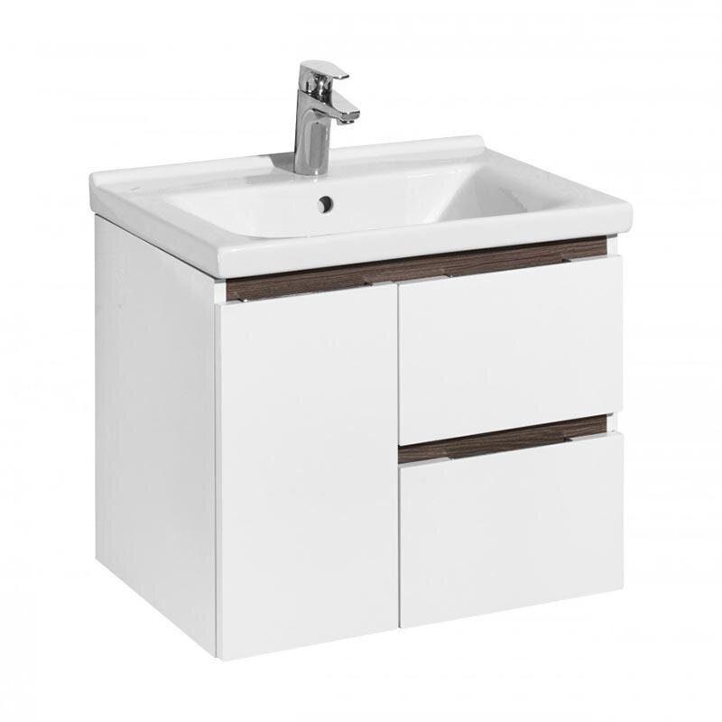 Изображение товара Тумба под раковину Aquaton Рене 1A258501NRC80 60 см, цвет белый/грецкий орех