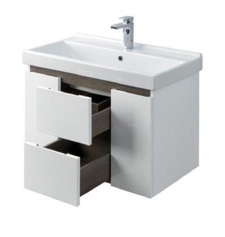 Изображение товара Тумба под раковину Акватон Рене 80 см белый/грецкий орех