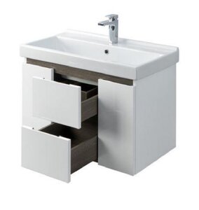 Изображение товара Тумба под раковину Акватон Рене 1A258601NRC80 80 см, цвет белый/грецкий орех