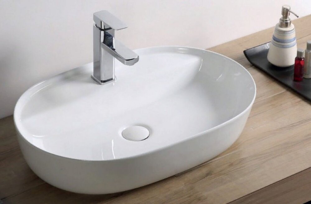Изображение товара Раковина накладная BelBagno BB1346 овальная 61x41.5 см фаянс белая Италия