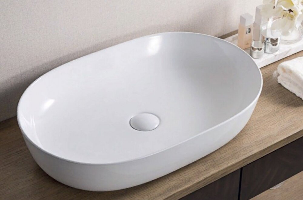 Изображение товара Раковина BelBagno BB1348 овальная накладная белая 61x41 см
