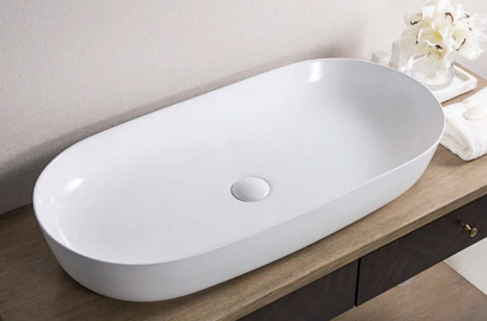 Изображение товара Раковина BelBagno BB1349 накладная овальная 81x41 см белая фаянс Италия