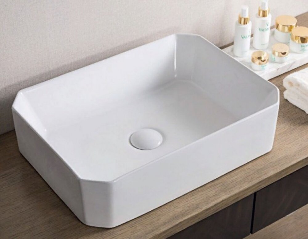 Изображение товара Раковина BelBagno BB1386 накладная 49x38x12 см фаянс белая для ванной комнаты