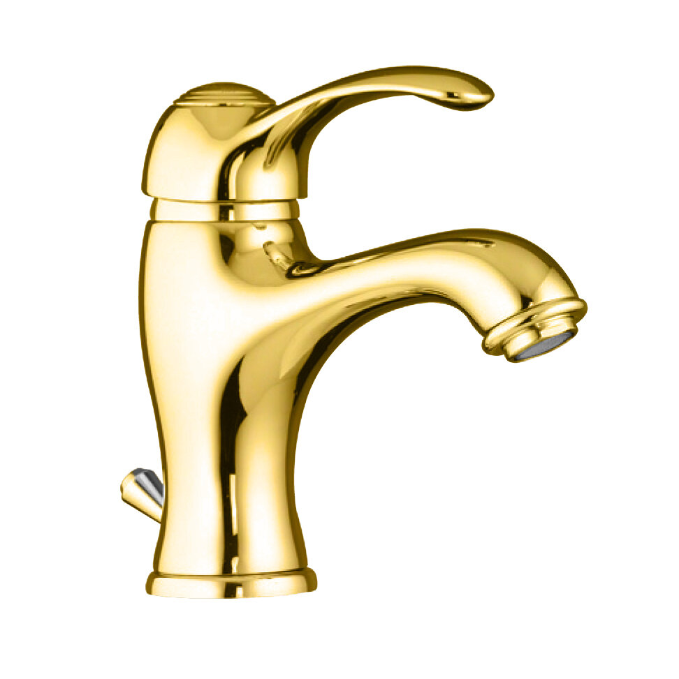 Изображение товара Смеситель для раковины Webert Aurora AU830102010 с донным клапаном золото Италия