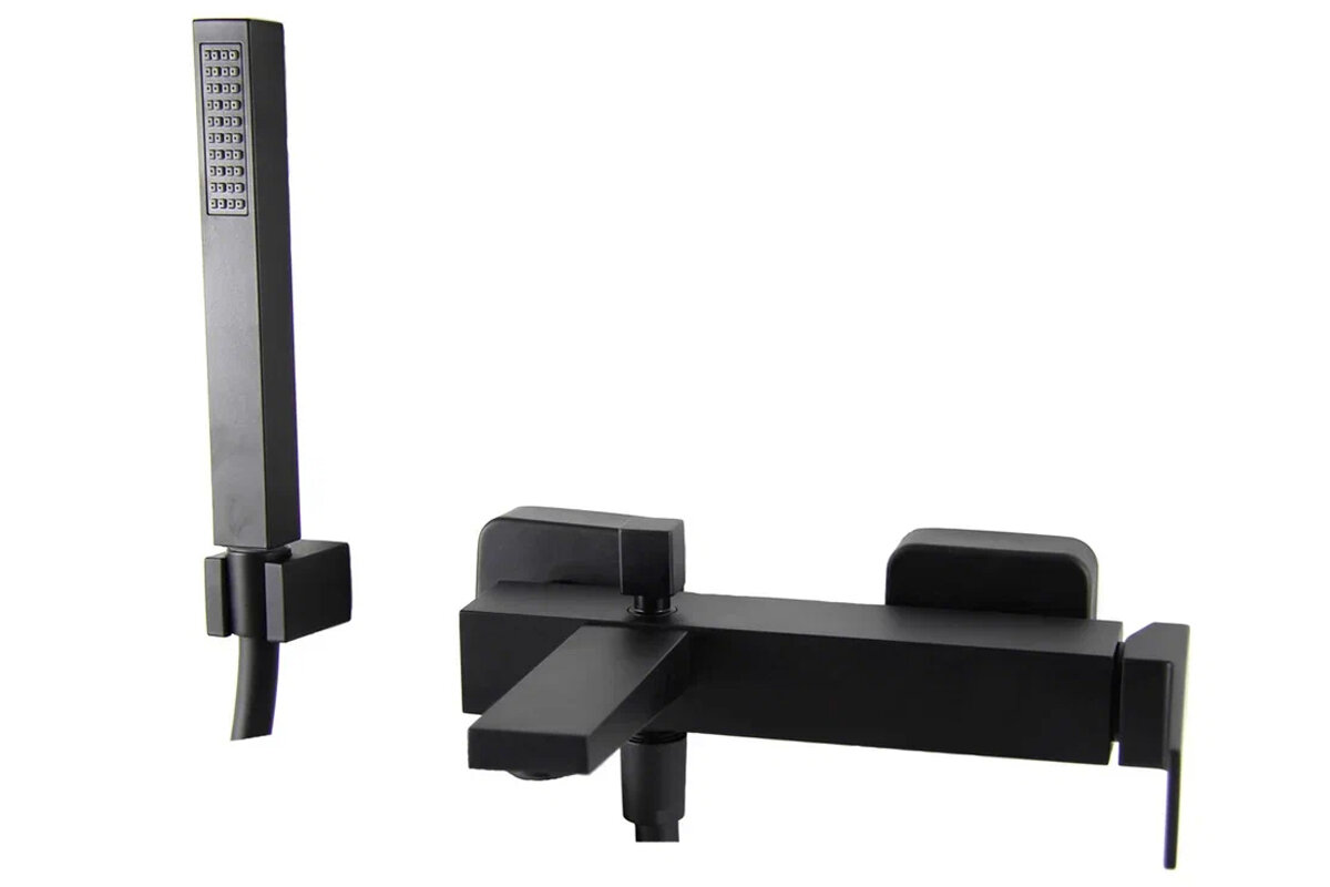 Изображение товара Смеситель для ванны Webert Pegaso PE850101560 с душевым гарнитуром черный матовый