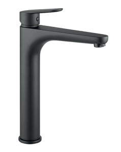 Изображение товара Смеситель Webert Sax Evolution SE830402560 для раковины, высокий, с донным клапаном, черный матовый