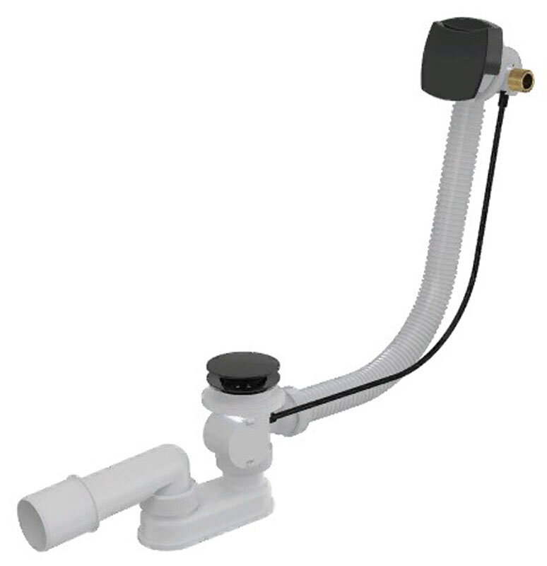 Изображение товара Слив-перелив AlcaPlast A564BLACK полуавтомат черный матовый для ванны