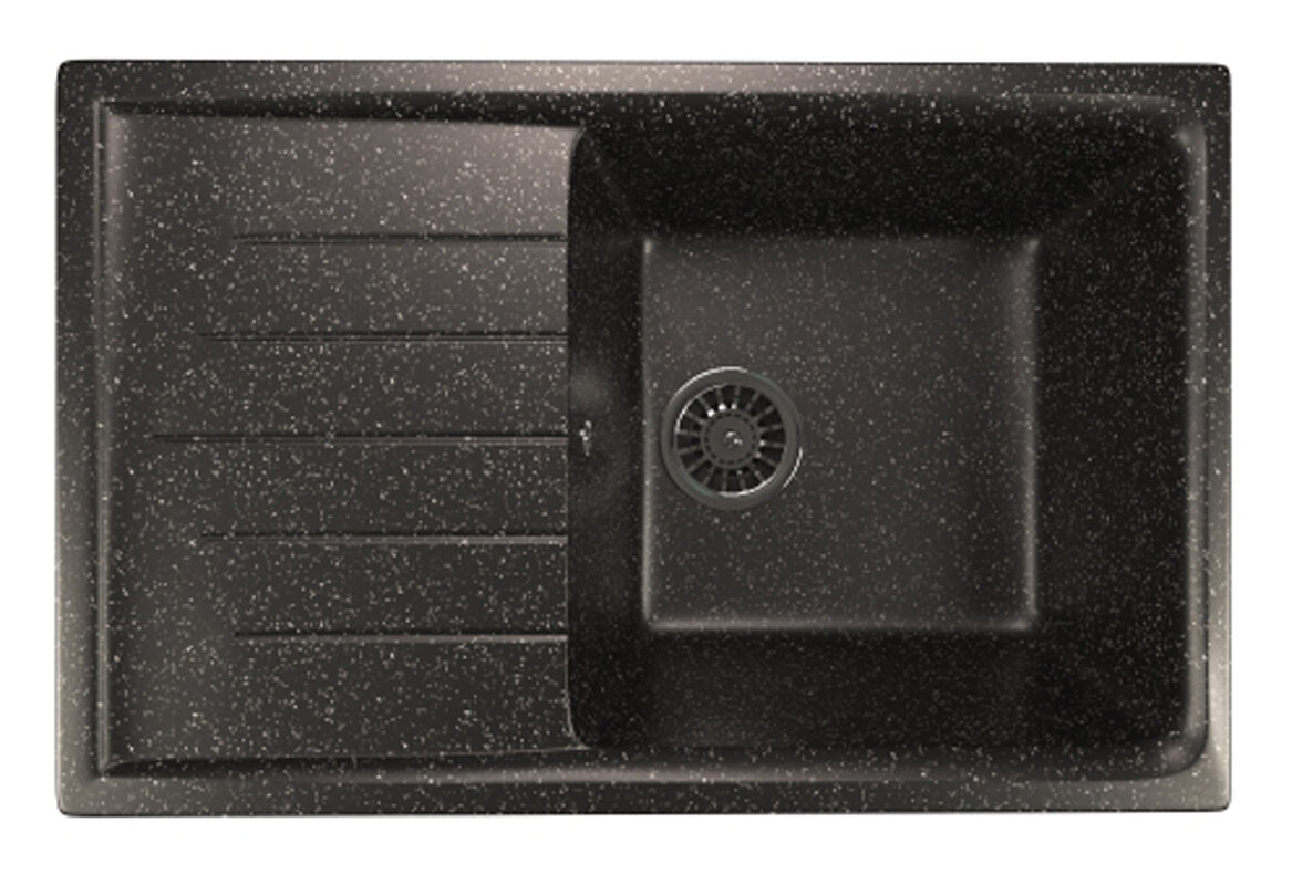 Изображение товара Кухонная мойка Mixline ML-GM19 75х49.5х20 см врезная черная искусственный камень