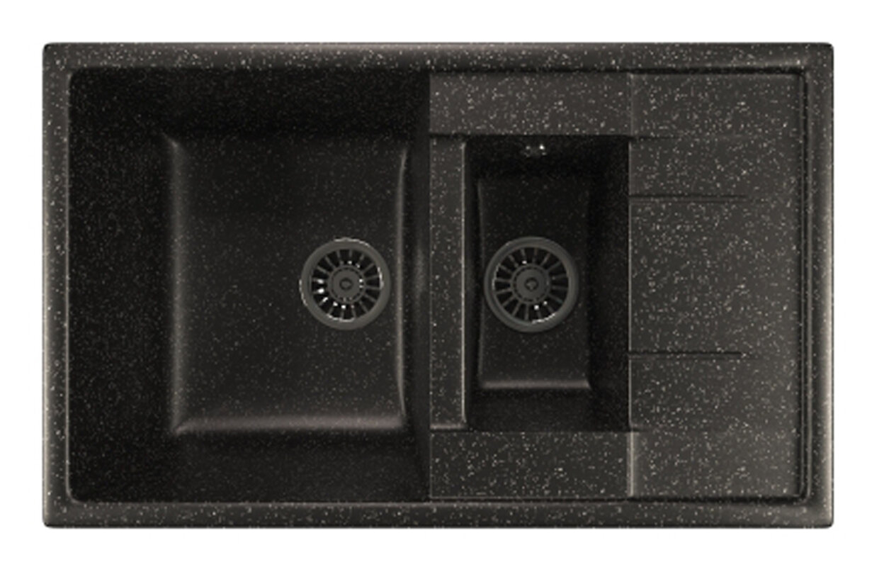 Изображение товара Кухонная мойка Mixline ML-GM22 308, врезная, черный матовый, 77х49.5х19.5 см
