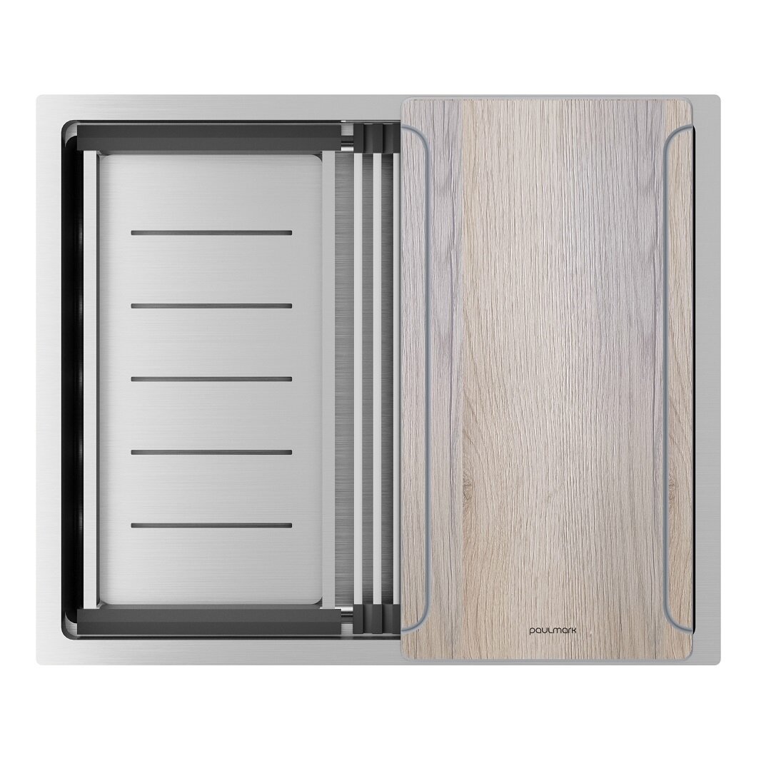 Изображение товара Мойка кухонная Paulmark Next-Multi Sink 54-L Uni PM785445-L-BS, 54 х 45 см, с аксессуарами, нержавеющая сталь Изображение товара Мойка кухонная Paulmark Next-Multi Sink 54-L Uni PM785445-L-BS, 54 х 45 см, с аксессуарами, нержавеющая сталь