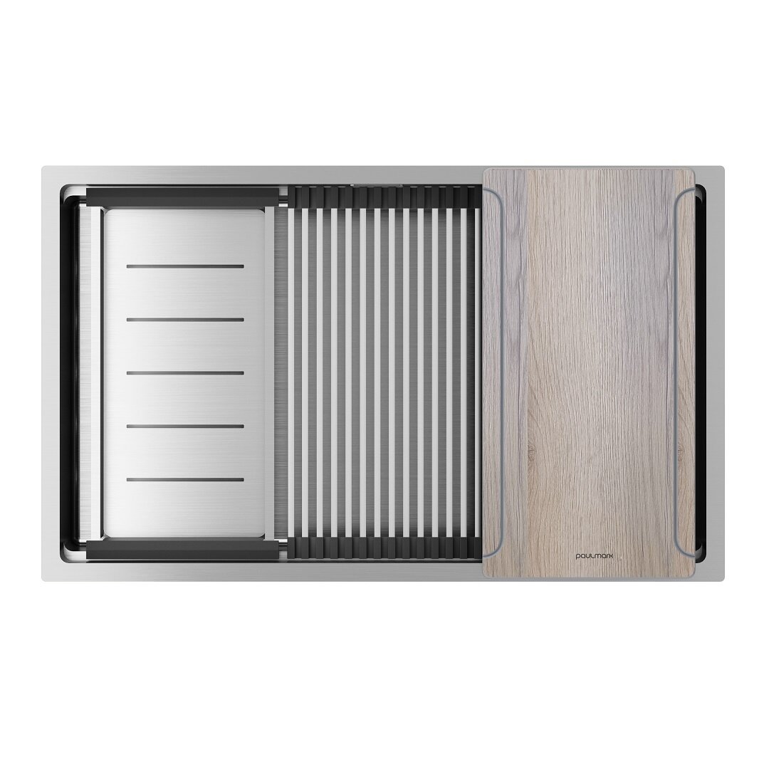 Изображение товара Мойка кухонная Paulmark Next-Multi Sink 74-L Uni PM787445-L-BS, 58 х 45 см, с аксессуарами, нержавеющая сталь Изображение товара Мойка кухонная Paulmark Next-Multi Sink 74-L Uni PM787445-L-BS, 58 х 45 см, с аксессуарами, нержавеющая сталь