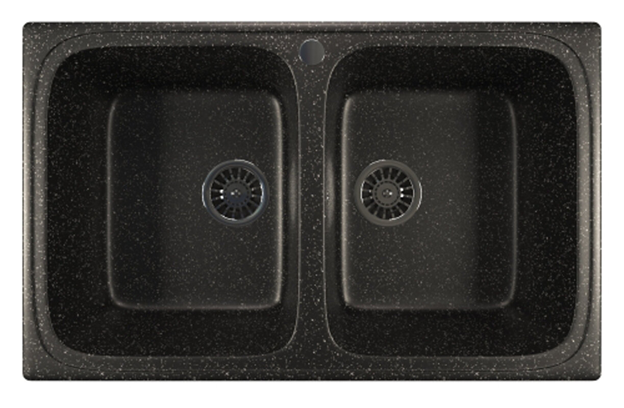 Изображение товара Кухонная мойка Mixline ML-GM23 308 из искусственного мрамора врезная черная 77.5х50.5х20 см