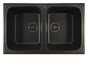 Изображение товара Кухонная мойка Mixline ML-GM23 308 из искусственного мрамора врезная черная 77.5х50.5х20 см