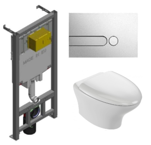 Изображение товара Инсталляция Jacob Delafon с унитазом Jacob Delafon Nouvelle Vague EDJ102-00, сиденье микролифт клавиша хром, комплект 322865