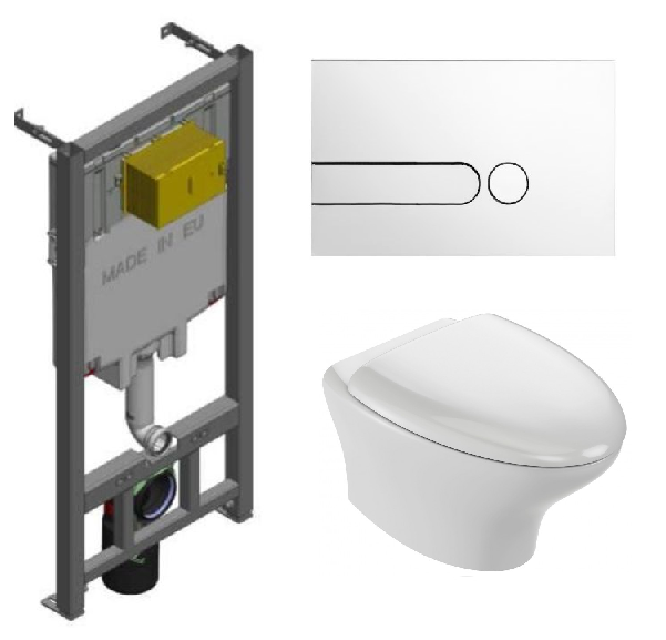 Изображение товара Инсталляция Jacob Delafon с унитазом Nouvelle Vague EDJ102-00, скрытая подводка, двухрежимный смыв,