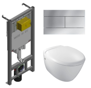 Изображение товара Инсталляция Jacob Delafon с унитазом Presquile E29025-NF/E4440-00/E4316-CP E4440-00, сиденье микролифт клавиша хром, комплект