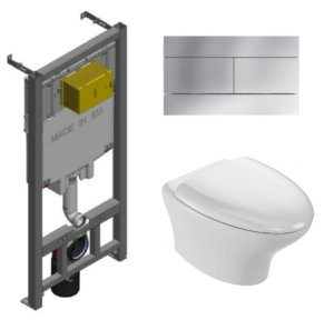 Изображение товара Инсталляция Jacob Delafon с унитазом Jacob Delafon Nouvelle Vague EDJ102-00, сиденье микролифт клавиша хром, комплект 322975