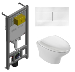 Изображение товара Инсталляция Jacob Delafon с унитазом Jacob Delafon Nouvelle Vague EDJ102-00, сиденье микролифт клавиша белая, комплект 322976