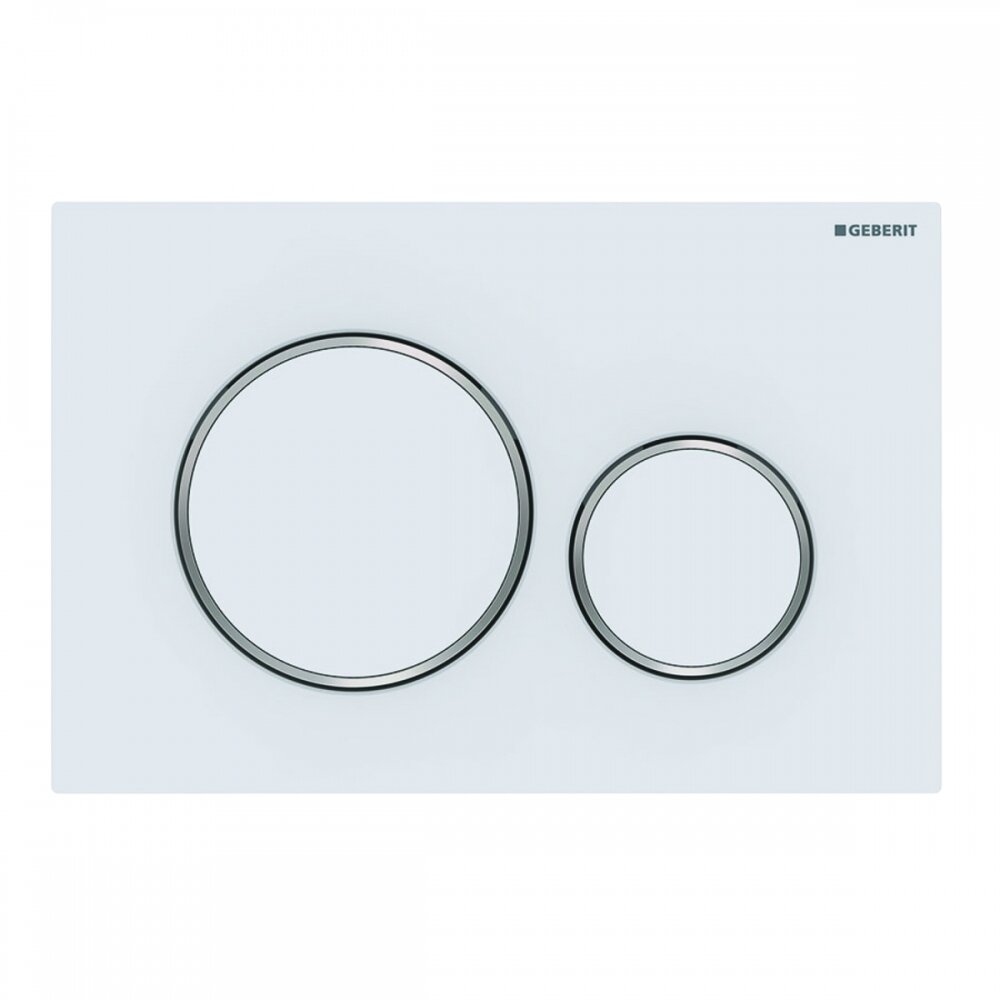 Изображение товара Клавиша Geberit Sigma Type 20 115.882.JT.1, двойной смыв, белый/глянцевый хром (не оставляет отпечатки пальцев)