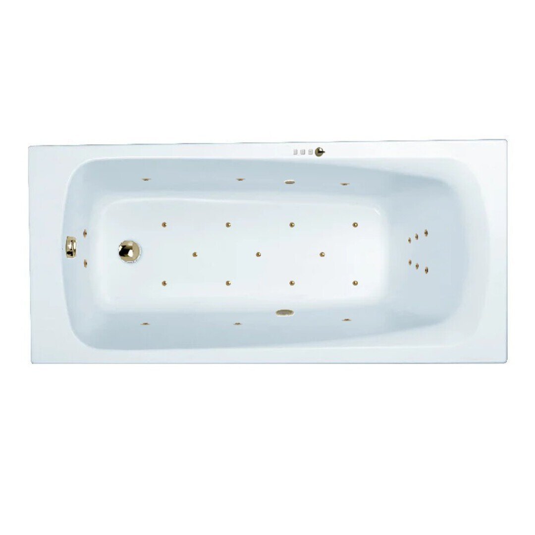 Изображение товара Гидромассажная акриловая ванна Jacob Delafon Patio E6812RU-01 ULTRA BR, 170 х 70 см, каркас в подарок, белая, форсунки бронза