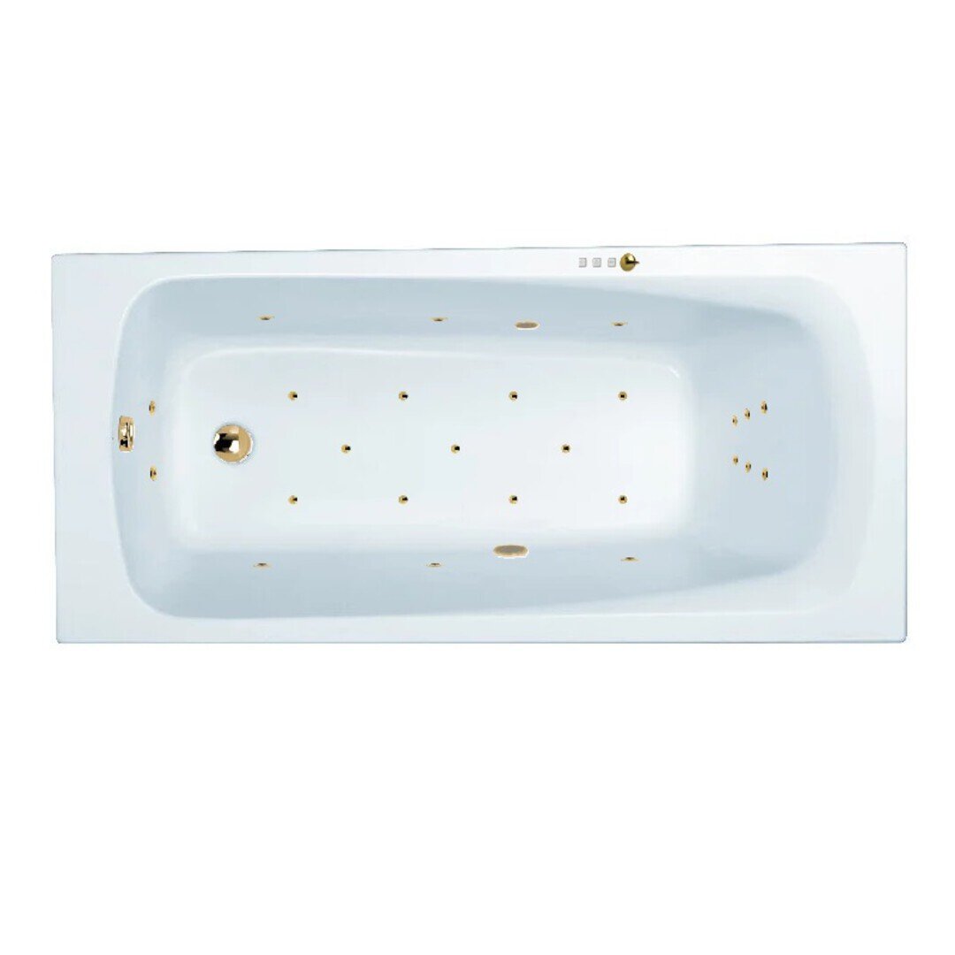 Изображение товара Гидромассажная акриловая ванна Jacob Delafon Patio E6812RU-01 ULTRA GL, 170 х 70 см, каркас в подарок, белая, форсунки золото Изображение товара Гидромассажная акриловая ванна Jacob Delafon Patio E6812RU-01 ULTRA GL, 170 х 70 см, каркас в подарок, белая, форсунки золото