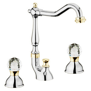 Изображение товара Смеситель Webert Karenina KA750202017 для раковины, на 3 отверстия, хром/золото