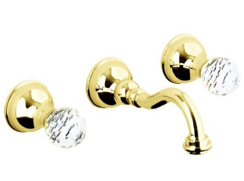 Изображение товара Смеситель Webert Karenina KA750404010 для раковины, на 3 отверстия, настенный, золото