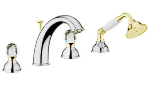Изображение товара Смеситель Webert Karenina KA730101017 для ванны, на 4 отверстия, хром/золото