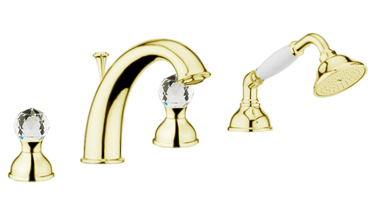 Изображение товара Смеситель для ванны Webert Karenina KA730101010 с кристаллами Swarovski и золотым покрытием