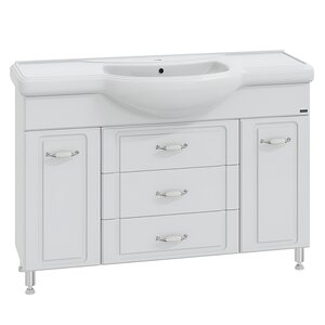 Изображение товара Тумба под раковину СаНта Монарх 700106, белая, напольная, с раковиной и зеркалом